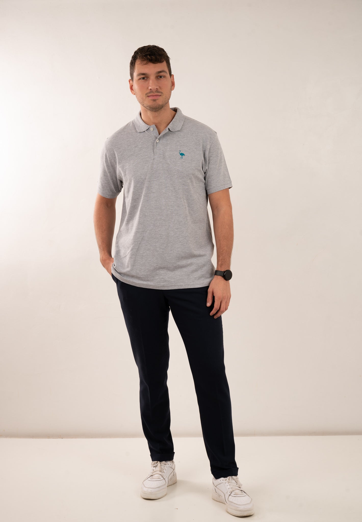 Polo hombre 100% algodón orgánico - color gris