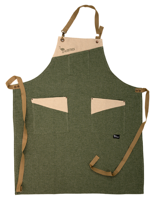 Delantal BIO premium color verde/crudo (unisex)